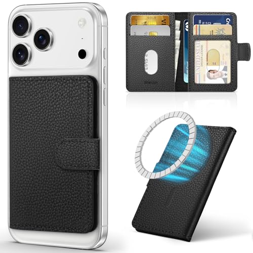 SHIELDON Genuine Leather for Magsafe Wallet, Pebbled Black - color: Pebbled Black