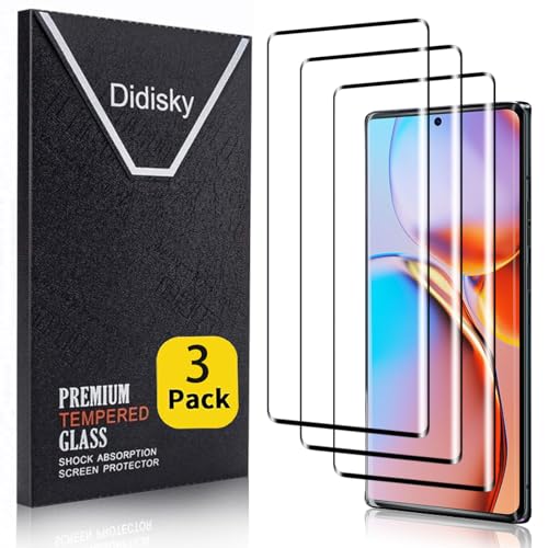 Didisky 3 Pack Screen Protector for Motorola Edge-2023 Tempered Glass, 3D Curved Full Coverage,Bubble Free, Anti Scratch,Easy to Install,HD Clear,9H Hardness
