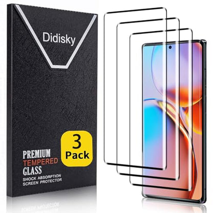 Didisky 3 Pack Screen Protector for Motorola Edge-2023 Tempered Glass, 3D Curved Full Coverage,Bubble Free, Anti Scratch,Easy to Install,HD Clear,9H Hardness