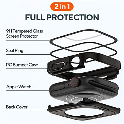 2-Pack Waterproof Case for 41mm Apple Watch Series 9/8/7 - color: Black/Ti, size: 41mm (Series 9/8/7)