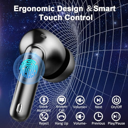 Wireless Earbuds, 2026 Bluetooth 5.4 Headphones HiFi Stereo 50H In Ear Buds - color: Black