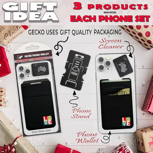 Gecko Travel Tech Double Pocket - Adhesive Card Holder - Cell Phone Pouch - Stick on Spandex Pocket - Carry Credit Cards and Cash (2 PACK - ENLIGHTENED - COMBO) - color: 2 PACK - ENLIGHTENED - COMBO
