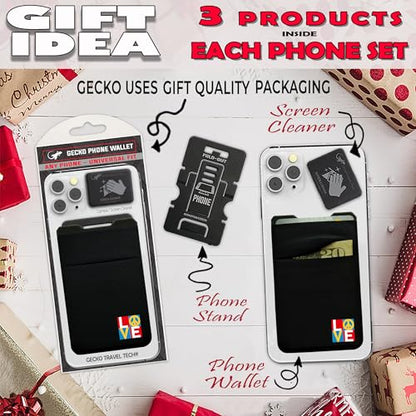 Gecko Travel Tech Double Pocket - Adhesive Card Holder - Cell Phone Pouch - Stick on Spandex Pocket - Carry Credit Cards and Cash (2 PACK - ENLIGHTENED - COMBO) - color: 2 PACK - ENLIGHTENED - COMBO