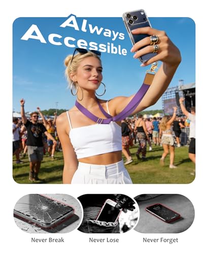 Yonlevres Phone Lanyard Crossbody Strap Wrist Neck Adjustable Women Purp - color: 0 Pl