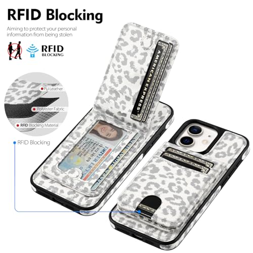 SkyEagle Compatible with MagSafe iPhone 11 Wallet Case,Leopard-White - color: Leopard-White, size: iPhone 11 - 6.1"