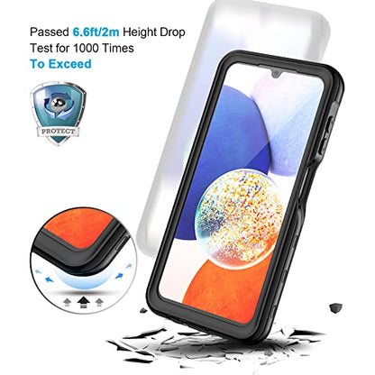 Lanhiem for Samsung Galaxy A14 5G Case, IP68 Waterproof Dustproof, Built-in Screen Protector, Heavy Duty Full Body Protective Phone Case for Galaxy A14 5G, Black/Clear - color: Black