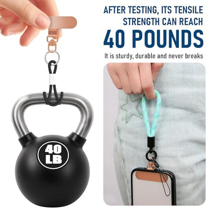 Stainless Steel Phone Tether Tab, Universal Lanyard Patch Compatible with Most Phones & Full Coverage Cases - size: 1Black+1RoseGold
