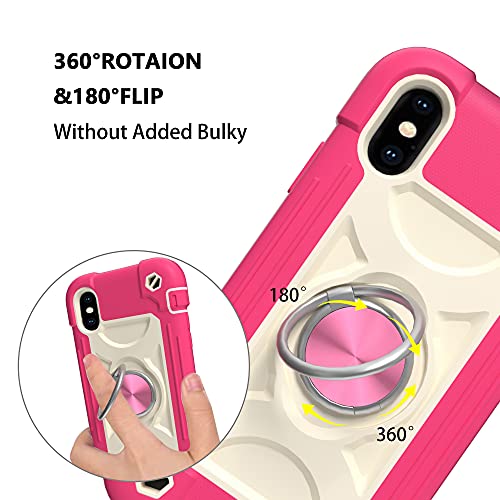 MARKILL Compatible with iPhone XR Case 6.1 Inch with Ring Stand, Heavy-Duty Military Grade Shockproof Phone Cover for iPhone XR 6.1. Hot Pink - color: Hot Pink, size: iPhone XR 6.1"