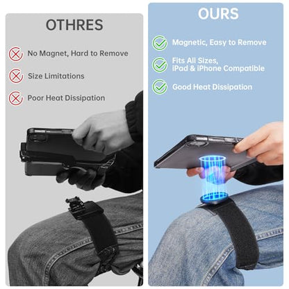 NiHome Adjustable Pilot Magnetic Kneeboard Fit for iPad, Lap Mount, Black - color: Black (with 33.5“ Elastic Strap)