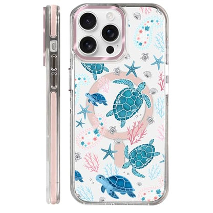 VisEnt Clear Case for iPhone 14 Pro, Magnetic Phone Case, Transparent Slim Cover, Military Grade Protection, Shockproof, Anti-Yellowing, Scratch Resistant, Sea Turtle Paisley - color: Sea Turtle Paisley, size: Iphone 14 Pro
