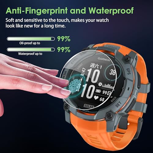 Compatible for Garmin Instinct 3 50mm screen protector, Anti-Scratch Soft TPU film,HD clear film,(not glass) 5 pack - size: Instinct 3-50mm