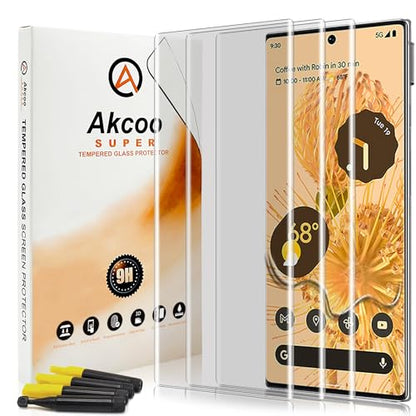 [3 Pack Pixel 6 Pro Screen Protector, Tempered Glass [UV Set], Edge to Edge Full Screen Adhesive, Fingerprint-ID Compatible, Sensitive Touch, Scratch Repair - color: Pixel 6 Pro (HD Glass)