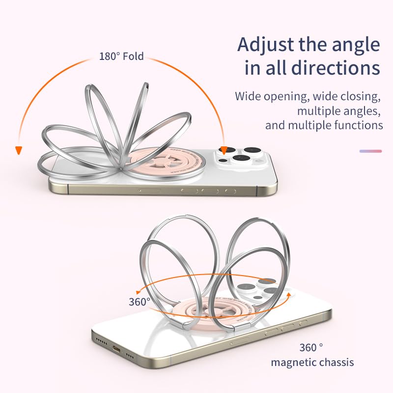 Magnetic Phone Ring Holder for MagSafe, Aesthetic Fidget Spinner Phone Grip - color: Pink