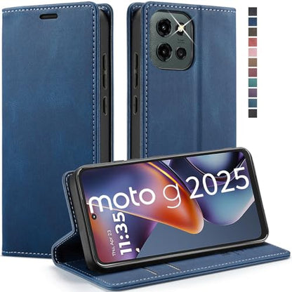 Moto G 5G 2025/5G 2026/Play 2026 Wallet Case with [RFID Blocking],Blue | Card Holder, Kickstand, Magnetic, Soft Leather Flip Case Wallet for Moto G 5G 2025/Moto G 5G 2026/Play 2026 - color: Blue, size: Moto G 5G 2025/2026 6.7"