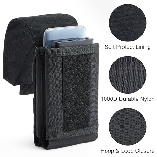 Urvoix Dual Cell Phone Holster, MOLLE Tactical Belt Pouch for 2 Phones | Dual-Pocket Utility Phone Bag for Power Bank, Cards & Keys, EDC Nylon Cell Phone Case for iPhone 17 Pro Max, 16/15/14 Pro Max - color: Double Pocket