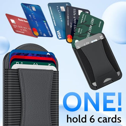 YWXTW 2026 Upgraded Magnetic Wallet for Samsung Galaxy S26/S25/S24/Z Fold 8/ Fold 7 and iPhone 17/16/15/14/13/12 Models, 6 Cards Holder, Minimalist Slim Leather Magnet Wallet - color: Black