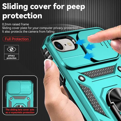 SunStory Compatible with iPhone SE 2022/2020/3rd/2rd / 6/7/8 Case with HD Screen Protector & Slide Camera Cover & Kickstand, [Military-Grade] Phone Case for iPhone SE 2020/2022/6/7/8 (Teal) - color: Teal