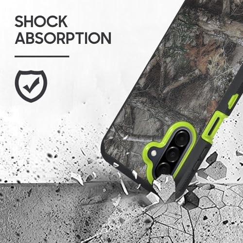 Compatible for Samsung Galaxy A26 5G, Built in Screen Protector, Belt Clip Holster Heavy Duty Defender Case Dustproof Shockproof Protection (Camo Yellow) - color: Camo Yellow