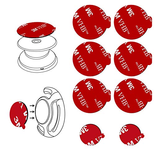 Sticky Adhesive Replacement Parts for Pops Socket Base, 6pcs 1.38 Circle Double Sided Tape for Collapsible Grip Stand's Back, 2pcs Sticker Pads for Car Socket Mount & Cell Phone Magnetic Holder