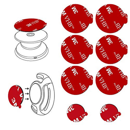Sticky Adhesive Replacement Parts for Pops Socket Base, 6pcs 1.38 Circle Double Sided Tape for Collapsible Grip Stand's Back, 2pcs Sticker Pads for Car Socket Mount & Cell Phone Magnetic Holder