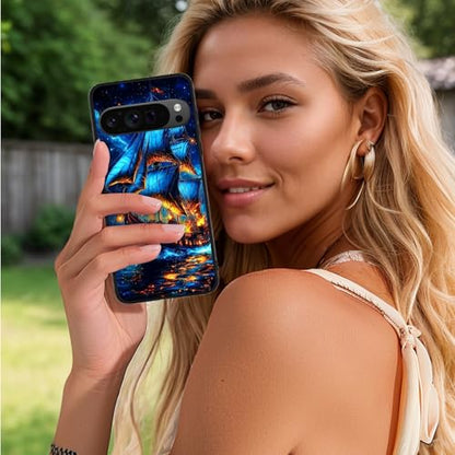 for Google Pixel 9 Pro XL Phone Case TPU Shockproof Full Body Protection Cover 6.8" Majestic Pirate Ship for Pixel 9 Pro XL Lightweight Compatible Wireless Charging Screen Protector Film - color: Majestic Pirate Ship