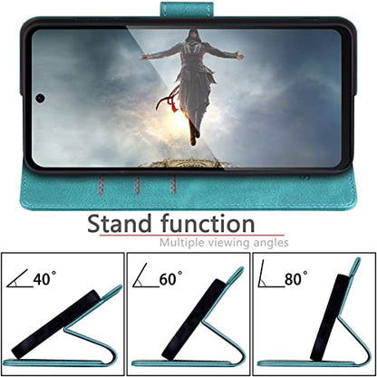 SUANPOT Compatible with Moto G Power 2026/Power 2025/Play 2025 Wallet case with RFID Blocking Credit Card Holder,Flip Book PU Leather Protective Cover Women Men for Power 2026 Phone case Blue Green - color: Blue Green