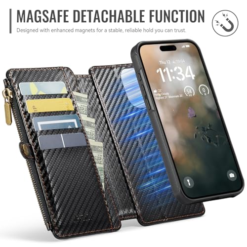 for iPhone 16 Pro Max - Phone Case Wallet Magnetic, CF Black - color: Carbon Fibre Black, size: iPhone 16 Pro Max