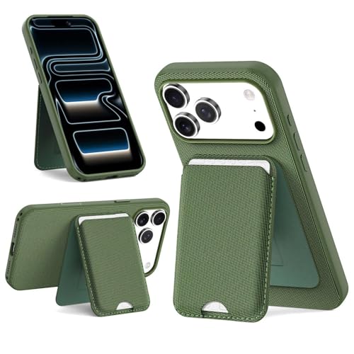 for MagSafe Wallet with Stand, Magnetic Phone Case Set, RFID Blocking, Slim Detachable Stand Card Holder, Tech Fabric for iPhone 17 Pro Max (Mint green (Case+ Card Holder), iPhone 17 Pro Max) - color: Mint green (Case+ Card Holder)