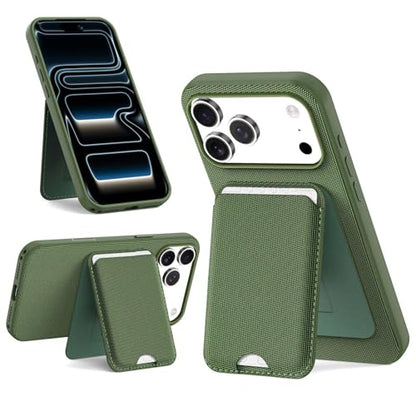 for MagSafe Wallet with Stand, Magnetic Phone Case Set, RFID Blocking, Slim Detachable Stand Card Holder, Tech Fabric for iPhone 17 Pro Max (Mint green (Case+ Card Holder), iPhone 17 Pro Max) - color: Mint green (Case+ Card Holder)