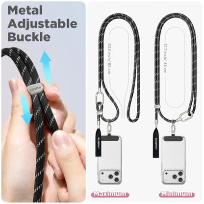 SURPHY Phone Lanyard Crossbody, Phone Strap Crossbody with 2 Tether Tabs - color: Gray & Black