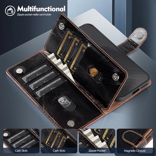 Shieldtop Compatible with Samsung Galaxy S24 Wallet Case with Card Holder,Women Men RFID Blocking PU Leather Flip TPU Protective Cover Credit Card Slots,Phone Case for Galaxy S24 6.2",Coffee - color: Coffee-U1, size: Samsung Galaxy S24 - 6.2"