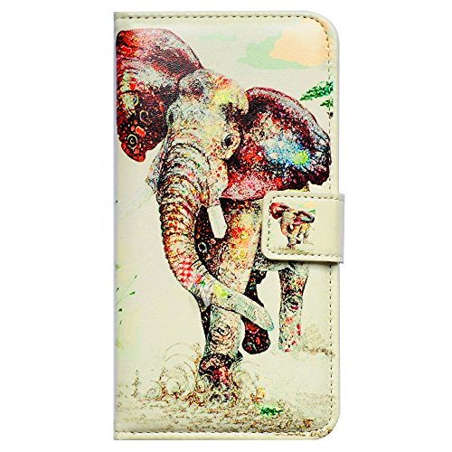 Bcov Case for iPhone 13 Pro, Elephant Pattern Leather Flip Phone Case Wallet Cover with Card Slot Holder Kickstand for iPhone 13 Pro - color: Colorful Elephant Pattern