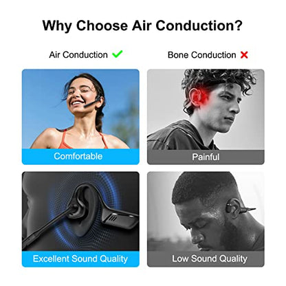 Open-Ear Headphones Bluetooth 5.1 with ENC Noise Canceling Mic - color: Black