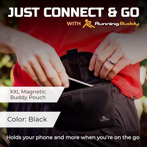 Running Buddy Magnetic Pouch Beltless Running Bag No Bounce - color: Black, size: XXL (7 in x 4 in)