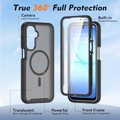 Magnetic Phone Case for Samsung Galaxy A37 / A36 /A56, Black - color: Black