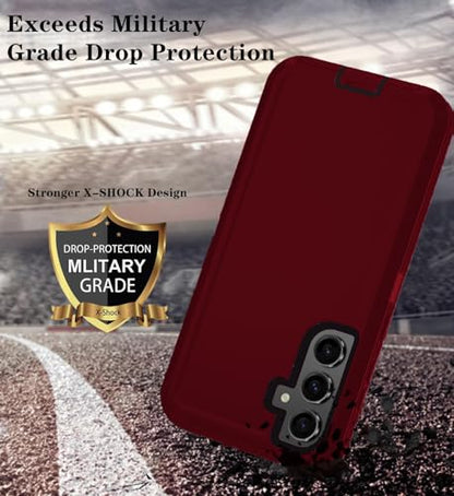 Qinmay Phone Case for Samsung Galaxy A37 5G Case with HD Screen Protector, Heavy Duty Shockproof & Dropproof 3-Layer Cover Phone Case for Galaxy A37,RedBlack - color: RedBlack