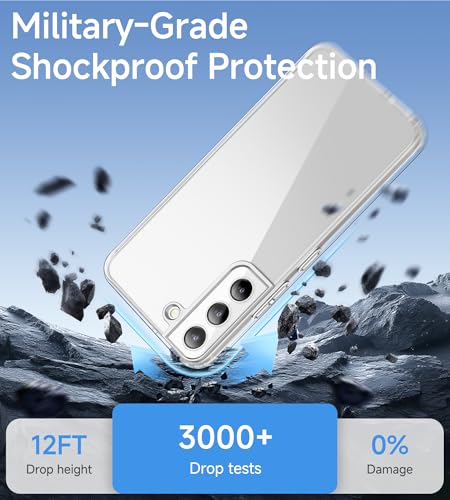 USLAI Case for Samsung Galaxy S22+ Plus 5G, Anti-Yellowing, Crystal Clear Back, Shockproof & Military‑Grade Drop Protection - Transparent - color: Clear, size: Galaxy S22+ Plus