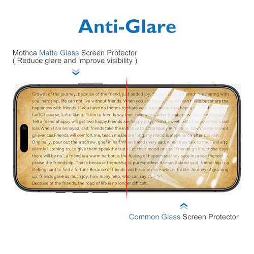 Mothca 2 Pack Matte Glass Full Coverage Screen Protector for iPhone 17 / iPhone 16 Pro 6.3-inch, Anti-Glare Anti-Fingerprint Black Edge Tempered Glass Film with Easy Installation Tool, Smooth as Silk - size: iPhone 16 Pro/17-6.3 Inch