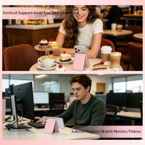Aiivioll 4-in-1 Magnetic Grip Card Stand for MagSafe, Bare Phone Use, Pink - color: Pink