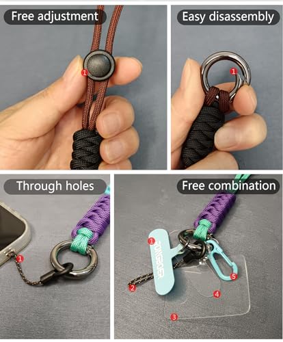 Adjustable Phone Wrist Strap for Women, Woven Bracelet for Keys - color: Coffee Black