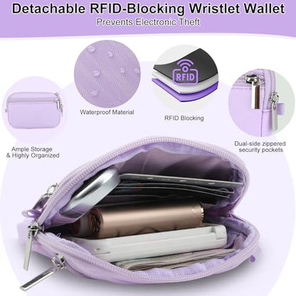 Phone Lanyard Crossbody with Detachable RFID Wallet (Purple) - color: Purple, size: Medium