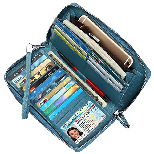 Small Compact Women Wallet RFID Blocking Genuine Leather Bifold Purse with ID Windows - color: 1- Pebbled Light Green, size: One Size