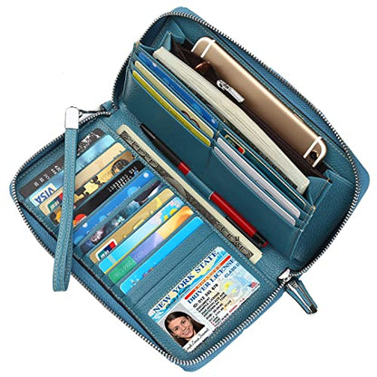 Small Compact Women Wallet RFID Blocking Genuine Leather Bifold Purse with ID Windows - color: 1- Pebbled Light Green, size: One Size