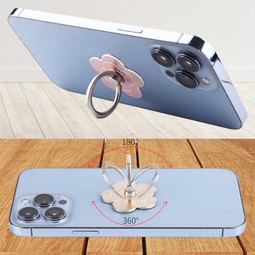 4pcs Cell Phone Ring Stand,Cell Phone Ring Holder Flower,360 Rotate and 180°Angle Adjustable Metal Finger Ring Socket Grip Kickstand for Smartphones