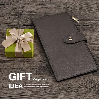 Travelambo RFID Wallet Women Large Size Bifold Multi Card Wallet Case with Zipper Pocke Credit Card Holder for Women - color: Coffee