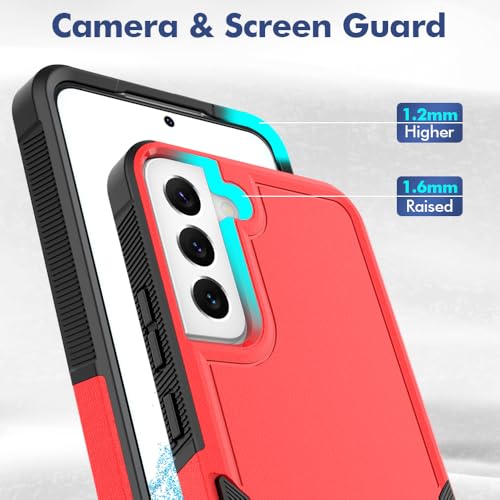 for Samsung Galaxy S22 Plus Case: Dual Layer Protective Heavy Duty Cell Phone Cover Shockproof Rugged with Screen Protector - Military Protection Bumper Tough - Samsung Galaxy S22+ Plus 2022, Red - color: Red (PC) + Black (TPU)