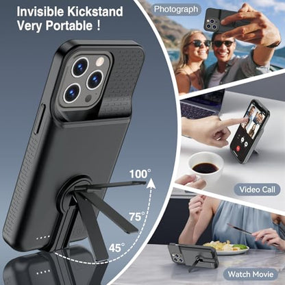 BOPPS for iPhone 13 Pro Max/14 Pro Max/14 Plus with Stand,Ultra Slim 8500 Portable Rechargeable Strong Protective Extended Case Cover for iPhone 14 pro max,13 pro max ，Black - size: iPhone 13 Pro Max /14 Pro Max/14 Plus