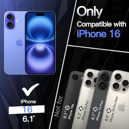 JETech Slim Case for iPhone 16, Ultramarine | Camera Lens Protection, Soft TPU Design, Matte Finish, Shockproof Protection - color: Ultramarine, size: iPhone 16