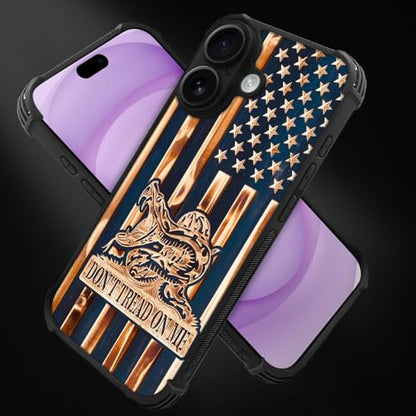 case for iPhone 17,Compatible with Magsafe,All-Round Protection Shockproof Anti-Scratches TPU Case Cover-Dont Tread On Me Wood Grain American Flag - color: Dont tread on me Wood grain American flag, size: IPhone 17