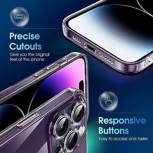 Supdeal Crystal Clear Case for iPhone 14 Pro, [Not Yellowing] [Camera Protection] [Military Grade Drop Tested] Shockproof Protective Phone Case Soft Silicone Slim Cover, 6.1 inch, Transparent - color: Transparent, size: iPhone 14 Pro